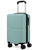 unycos - Maleta de Cabina Rígida de ABS【20L】40×25×20 cm | Equipaje de Mano Compacto, 4 Ruedas 360° Extraíbles, Cerradura Integrada, Asa Telescópica y Compartimentos Organizadores (Verde Cenizo, Lite)