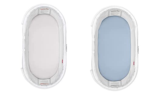 Dudu N pour landau/Berceau/couffin Drap-housse en jersey de coton, Blanc et bleu, 2 pièces Cover