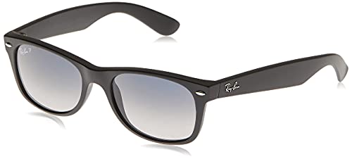 Ray-Ban RB2132 New Wayfarer Sunglasses, Matte Black Polarized Blue Gradient, 55 mm