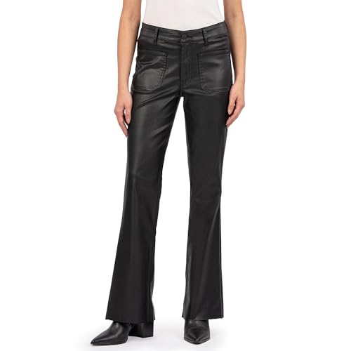 KUT from the Kloth Women's Stella High-Rise Flare Raw Hem in Black