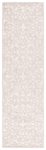 Safavieh Trace Collection Runner Rug - 2'3" X 8', Ivory & Pink, Handmade Scroll Wool, Ideal For High Traffic Areas In Living Room, Bedroom (Trc103U) #TOP1