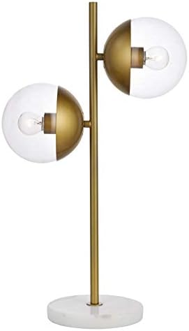 Eclipse 2-Light Table Lamp in Brass & Clear