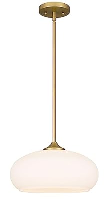 Tawson Juno Modern 1-Light Pendant Ceiling Light Fixture with Etched Opal Glass Shade for Kitchen Island, Hallway, Entryway, Passway, Dining Room, Bedroom, Balcony Living Room