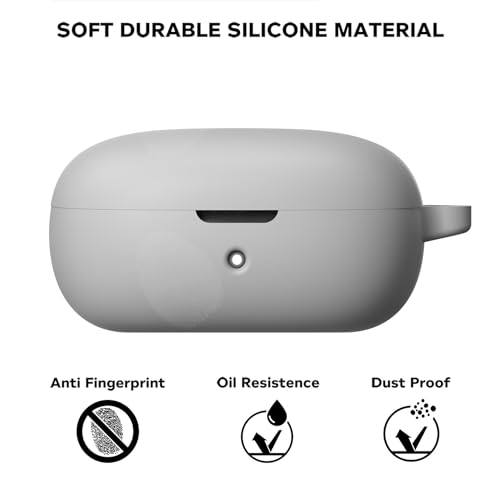 Sounce Earphone Case Cover Compatible for Anker Soundcore R50i, Soft Silicone Skin Case Cover Shock-Absorbing Protective Case with Keychain [Front LED Visible] (Grey)