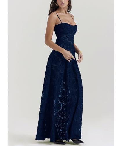 Image of ECDAHICC Women's Summer Boho Cowl Neck Floral Cocktail Party Maxi Dresses High Waist Ruffled Beach Sundress