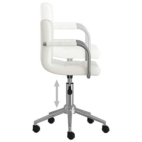 Chaise de bureau pivotante en cuir synthétique blanc ergonomique - 6