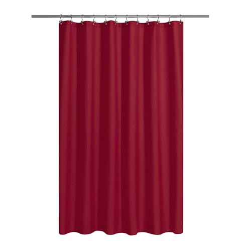 N&Y HOME Fabric Shower Curtain or Liner with Magnets - Hotel Quality Red Shower Curtain for Bathroom, Machine Washable, Water Repellent - Red, 72x72