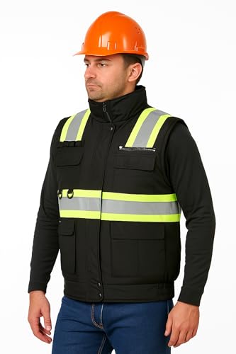 Men’s High Viz Class 3 Medium Weight Padded Multi-Pocket Poplin Vest3