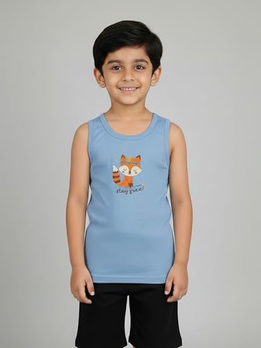 Image of KiddoPanti Boys 100% Cotton Vest Pack of 3 | Cotton 1x1 Rib Knit Sleeveless Innerwear | Soft & Breathable Kids Vest