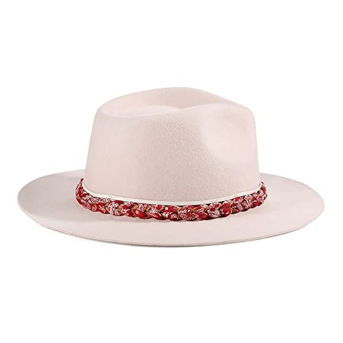 Image of RUEDIGER Wide Brim Fedora Hats for Men Women 100% Wool Felt Panama Rancher Hat with Lightning Logo Distressed /Burned Handmade