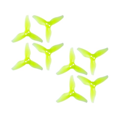 Hélices tripales 2 pouces 1mm jaunes pour drone de course FPV (4 paires CW CCW)