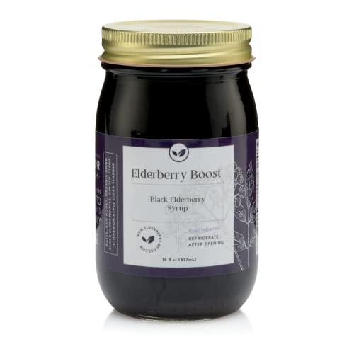 Elderberry Boost Elderberry Syrup Made with Organic Elderberries & Raw Honey | All-Natural Immune Support Cold and Flu Defense for Adults & Children | High Anthocyanin Elderberry Supplement