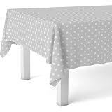 ECOMMERC3 | Nappe en Toile cirée rectangulaire Taille 300 x 140 cm   Style, durabilité et Nettoyage Facile pour Votre Table   Nappe en Toile cirée Anti Taches et imperméable, mottes Grises