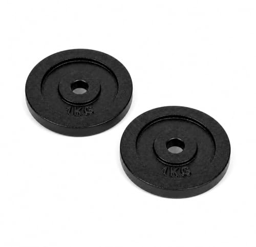 Image of Cast Iron Weight Plates for Home Gym (Centre Hole 30mm)- Standard Gym Plates for Strength Training, Durable & Rust-Resistant, Multiple Weight Options | From the House of Healthycliq | Sedex Certified | Bodybuilding Fitness And Core Fitness (2KG (1KG X 2), Cast Iron)
