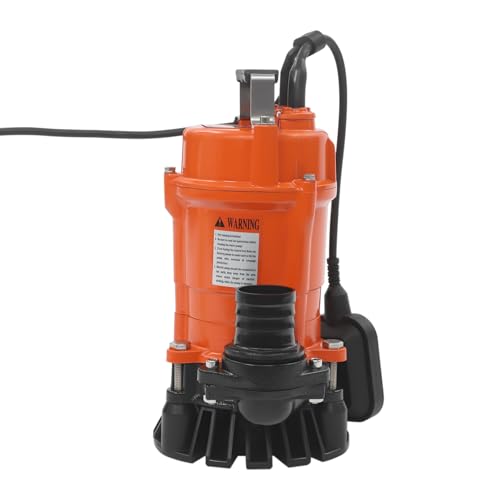 LOHISHILO Submersible Trash Pump with Agitator 0.75HP 550W, Effluent P ump for Dirty Water Sewers, Sewage Works, Construction Pump for Dewatering Applications with Sand, Solids, 3420rpm Orange