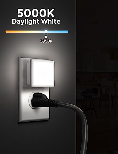 Image of L LOHAS LED Night Lights Plug into Wall 2-Pack, 0.3W Plug in Night Light, Dusk to Dawn, 5000K Daylight White Bright Nightlight Auto-On /Off for Adults Kids Room Bedroom Bathroom Hallway Kitchen Non-Dim