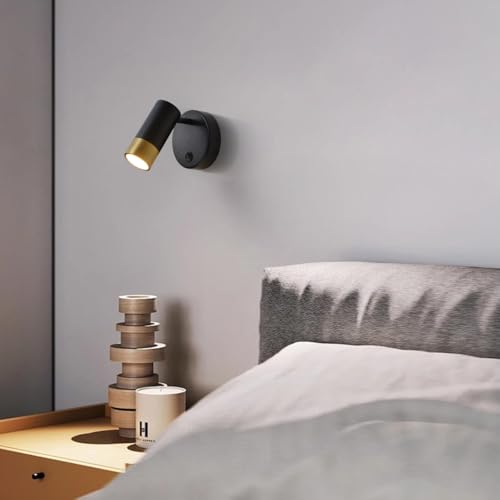Image of Wall Sconce with Switch,Black and Gold Bedroom Lights for Wall Hardwired,Modern Sconces Wall Light with Rotatable Lampshade,Industrial Wall Lamps for Living Room,Corner,Hallway,Nightstand,Wall Decor
