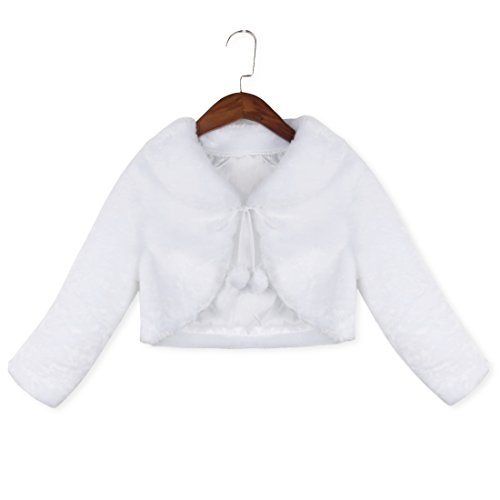 Msemis Baby Girls Winter Faux Fur Long Sleeves Shrug Coat Wedding Flower Dress Cover Up Jacket White 12-18 Months #TOP2