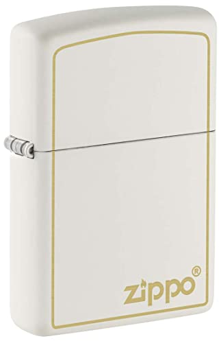 Encendedor Zippo con logo grabado blanco mate 81430