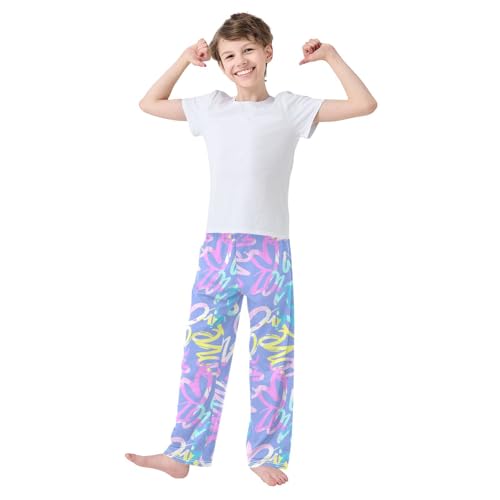 Love Galaxy Print Boys Long Pants Soft Trousers Elastic Waist Kids Lounge Bottoms with Pockets S-XL2