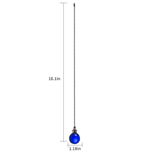 Image of Ceiling Fan Pull Chain, 2pcs Blue 30mm Diameter Crystal Ball Fan Pull Chain, 20 Inches Fan Pulls Set with Connector Ceiling Fan Pull Chain Ornaments Lighting Accessories