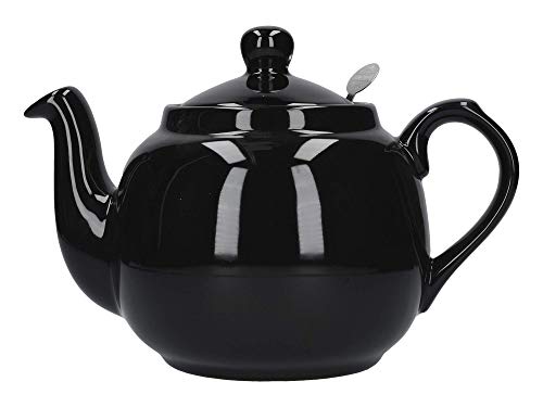 London Pottery 73285 Farmhouse Loose Leaf Teapot with Infuser, Ceramic, Gloss Black, 4 Cup (1.2 Litre)