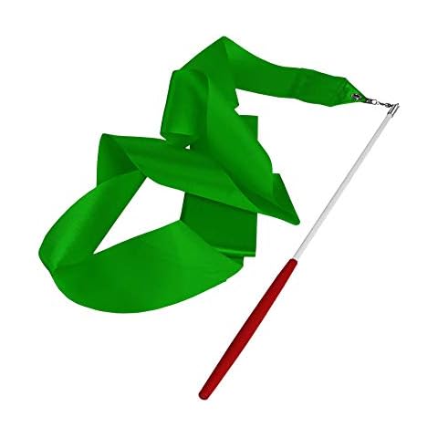 Lillyvale Gymnastics Ribbon Rhythmic Gym Dance Ribbon Sticks with a Twirling Rod Streamer Baton Art 4M for Children Kids Toddlers 1.3 feet (Green) Cover