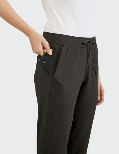 Image of AJISAI 7 /8 Joggers Travel Pants with Pockets Lounge Casual Stretch Workout Pants for Women