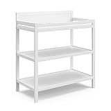 Storkcraft Alpine Changing Table (White) – GREENGUARD Gold Certified Nursery Changing Table, Includes Water-Resistant Changing Pad, 2 Shelves for Nursery Storage and Organizing