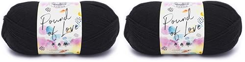 Image of Lion Brand Pound of Love, Value Craft Yarn - Large for Knitting & Crocheting, Black (Pack of 2)