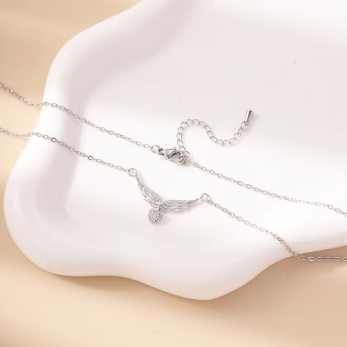 RZKING Silver Necklace for Women, Dainty Cat Candy Bow Moonstone Necklace, Gifts for Best Friend Sister Mom Daughter Teacher, Mothers Day Birthday Christmas Thank You Gifts4