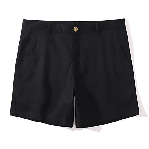 Men's Slim-Fit 6 Inch Flat Front Comfort Chino Shorts Stretch Casual Short Cotton Shorts Black #TOP4