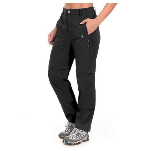 Little Donkey Andy Women's Stretch Convertible Pants, Zip-Off Quick-Dry Hiking Pants Black Size L