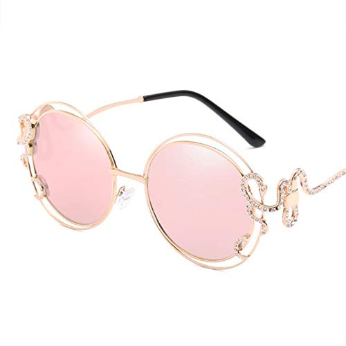 HOQTUM Polarisierte Sonnenbrille Frau Metall Unregelmäßige Arc Brille Bein Strass Lady Sunshade Eyewear UV-Schutz Blendschutz Cover