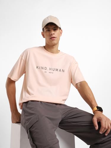 Image of NOBERO Men's Cotton Graphic Print Oversized Fit T-Shirt