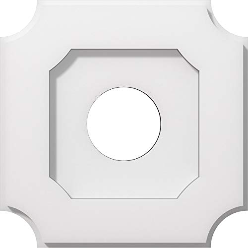 Image of Ekena Millwork CMP10LE-03000 Locke Architectural Grade PVC Contemporary Urethane Ceiling Medallions 10 inchOD x 3 inchID x 6 inchC x 1 inchP