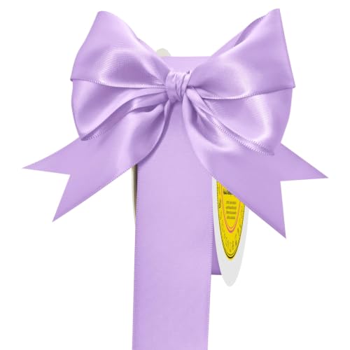 Image of Double Face Light Purple Satin Ribbon 1-1 /2 inch X 50 Yards for Gift Wrapping Very Suitable for Weddings Party Hair Bow Invitation Decorations and More