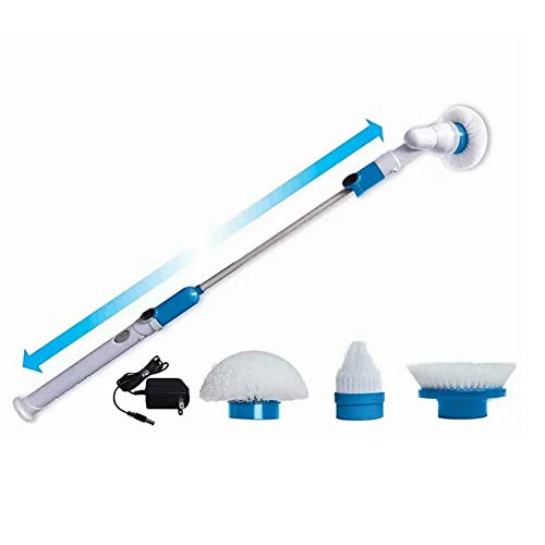 BIXUYAO Electric Spin Scrubber/Electric Long Handle Cleaning Brush Multifunction with 3 Brush Heads