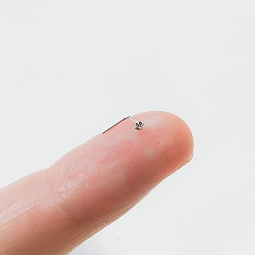 Mini 1.5 Cz Nose Stud Sterling Silver Nose Stud Micro Diamond Nose Stud Tiny Nose Piercing 22G Straight L Shape (L Post 6X4Mm) #TOP5