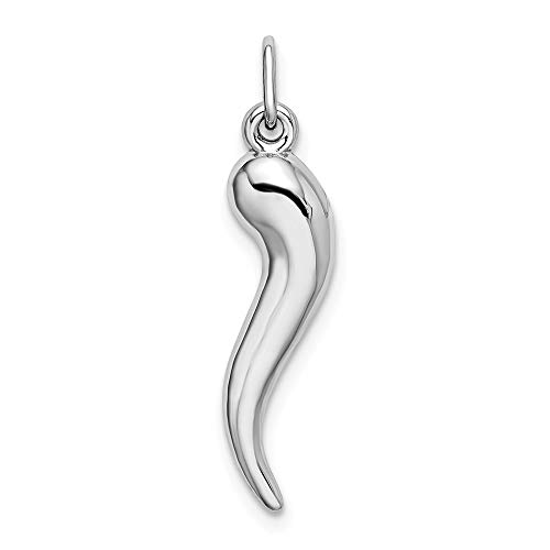 Solid 14K White Gold Italian Horn Charm3