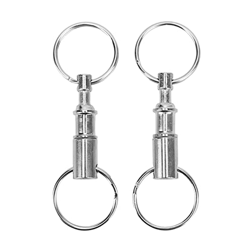 2PCS Quick Release Detachable Pull Apart Keychain, Spring Split Snap Separate Double Key Annulus Lock Valet Keys Flashlights DIY Crafts Accessories