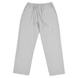 JEsilunmaMY Mens Linen Casual Pants Drawstring Elastic Waist Yoga Pants with Pockets Lightweight Summer Beach Loose Trousers (Grey,Medium)