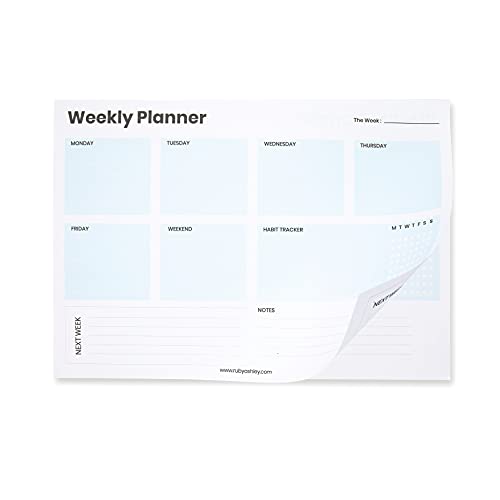 Weekly Planner - To Do List Pad. 100 Week Organiser Planner, Printed Both Sides - Less Waste. Work Planner for Weekly Task Organisation. Productivity Planner by Ruby Ashley