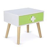 Homestyle4u 1900, Nachttisch für Kinder, Nachtschrank Nachtkommode 1 Schublade, Weiß Grün