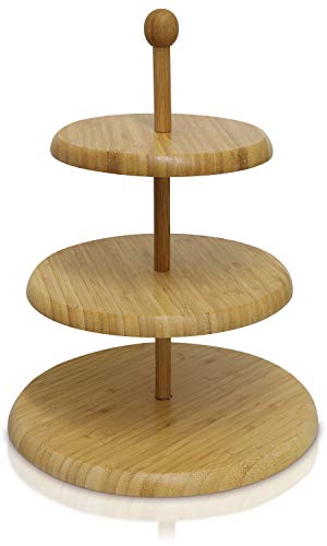 Decorative 3-Tier Circular Bamboo Serving Tray