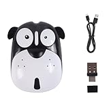 3C Light 2.4GHz Wireless Mouse Cute Animal Dog Shape Cordless Mouse Mini Rechargeable Optical Mice Cartoon Puppy Computer Mouse 3 Buttons with USB & USB C Receiver for Laptop Desktop PC (Black)