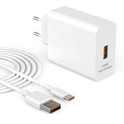 Jippofu Caricabatterie Supercharge 100W Compatibile con Huawei Honor 400 200 100 90 80 Magic 7 6 Pro 5 Lite V5 V3 V2 Vs Vs2 Mate Pura Nova Serie Caricatore Rapida Alimentatore USB C Charger Adattatore