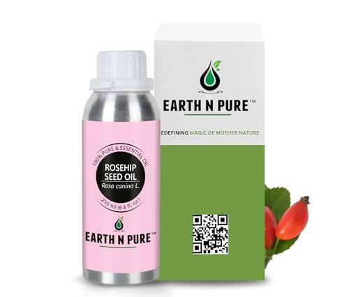 Image of Earth N Pure Rosehip Oil for Face & Glowing Skin - 100% Pure Natural Rosehip Seed Oil for Even Skin Tone, Hydration & Radiance - Cold Pressed Face Oil - 250ml