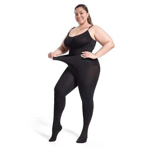 Image of Frola Plus Size Fleece Lined Tights Women Winter Warm Thermal Tights, 11+ Colors High Waisted Opaque Pantyhose
