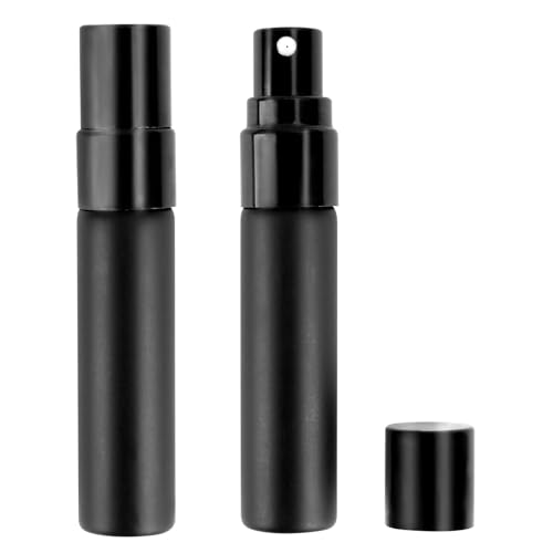 Uoww Atomizador Perfume, Mini Spray de Perfume, Portátil Botella de Perfume, Perfumador Dispensador de Viaje, Vaporizador Vacío para Mujeres Y Hombres Viajes O Bolso de Mano（2 artículos, 5 ml, Negro）